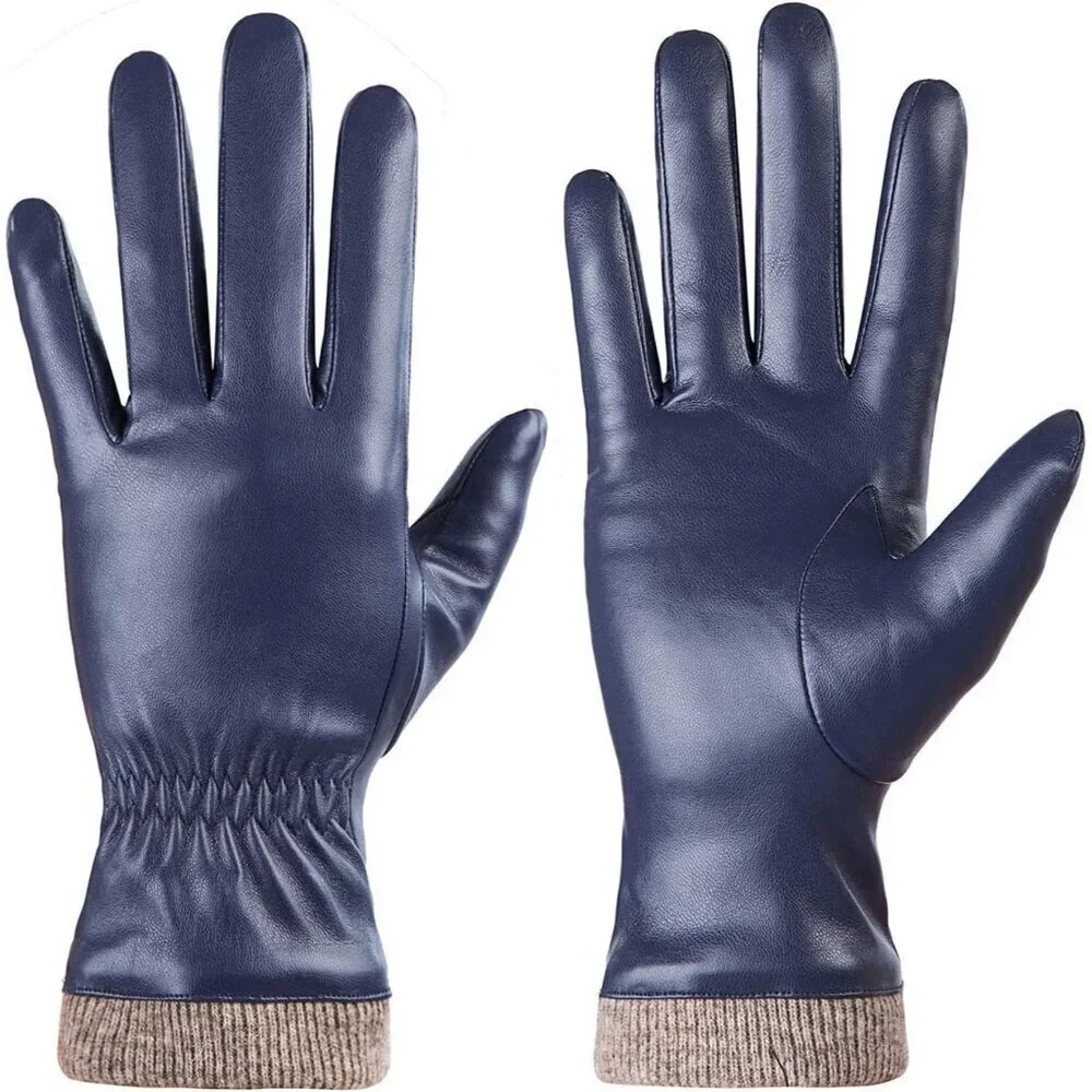 Women's Wool Fleece Lined Warm Gloves Touchscreen Texting Thick Driving Navy